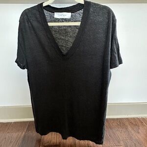 IRO 'Libby' V-Neck Linen Tee (Black)